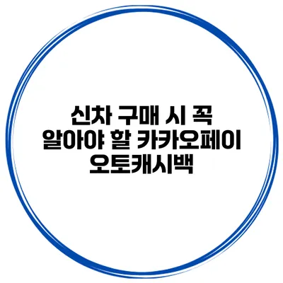 신차 구매 시 꼭 알아야 할 카카오페이 오토캐시백
