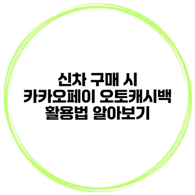 신차 구매 시 카카오페이 오토캐시백 활용법 알아보기