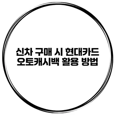 신차 구매 시 현대카드 오토캐시백 활용 방법