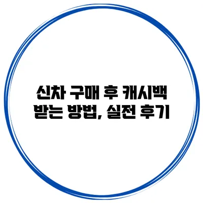 신차 구매 후 캐시백 받는 방법, 실전 후기