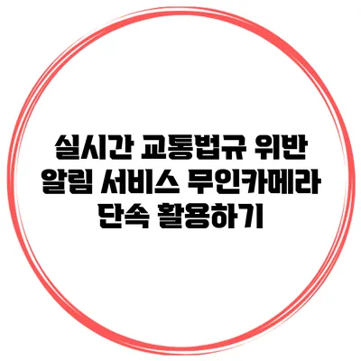 실시간 교통법규 위반 알림 서비스 무인카메라 단속 활용하기