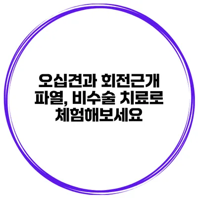 오십견과 회전근개 파열, 비수술 치료로 체험해보세요