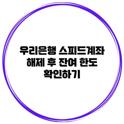 우리은행 스피드계좌 해제 후 잔여 한도 확인하기