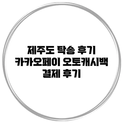 제주도 탁송 후기 카카오페이 오토캐시백 결제 후기