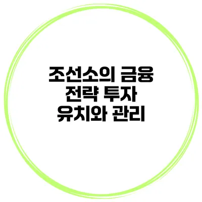 조선소의 금융 전략 투자 유치와 관리