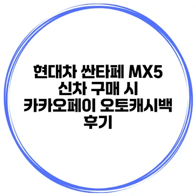 현대차 싼타페 MX5 신차 구매 시 카카오페이 오토캐시백 후기