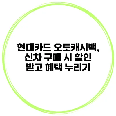 현대카드 오토캐시백, 신차 구매 시 할인 받고 혜택 누리기