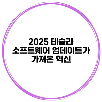 2025 테슬라 소프트웨어 업데이트가 가져온 혁신
