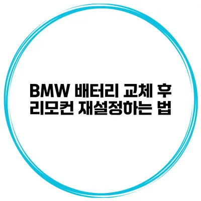 BMW 배터리 교체 후 리모컨 재설정하는 법