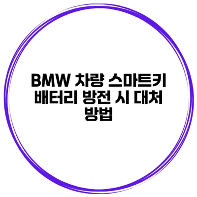 BMW 차량 스마트키 배터리 방전 시 대처 방법