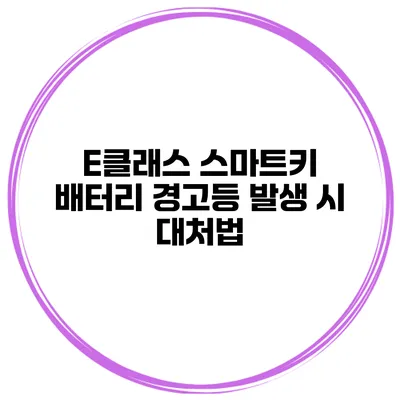 E클래스 스마트키 배터리 경고등 발생 시 대처법