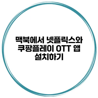 맥북에서 넷플릭스와 쿠팡플레이 OTT 앱 설치하기