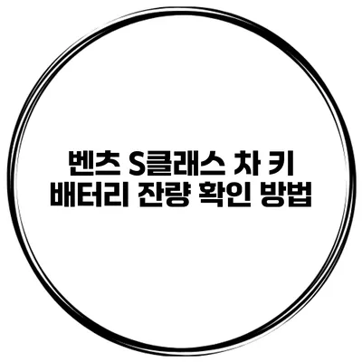 벤츠 S클래스 차 키 배터리 잔량 확인 방법
