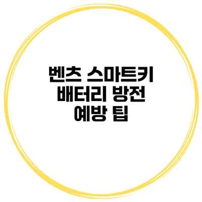 벤츠 스마트키 배터리 방전 예방 팁