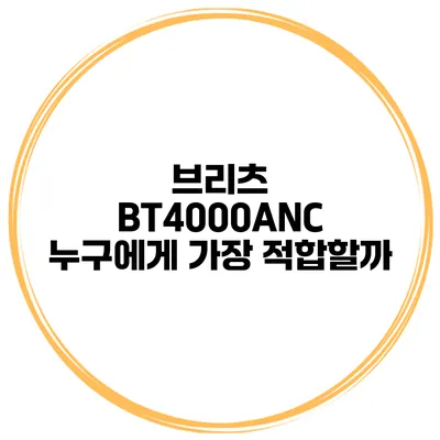 브리츠 BT4000ANC 누구에게 가장 적합할까?