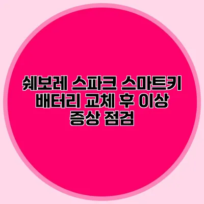 쉐보레 스파크 스마트키 배터리 교체 후 이상 증상 점검