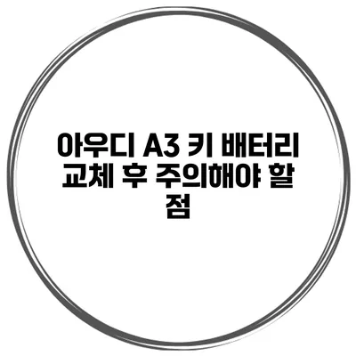 아우디 A3 키 배터리 교체 후 주의해야 할 점