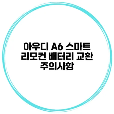 아우디 A6 스마트 리모컨 배터리 교환 주의사항