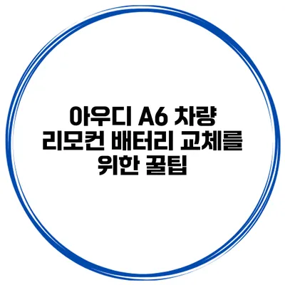 아우디 A6 차량 리모컨 배터리 교체를 위한 꿀팁