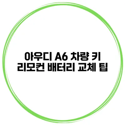 아우디 A6 차량 키 리모컨 배터리 교체 팁