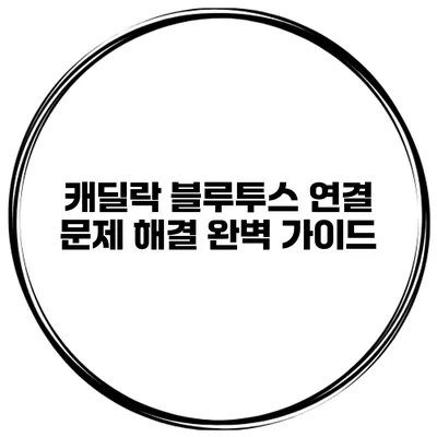 캐딜락 블루투스 연결 문제 해결 완벽 가이드